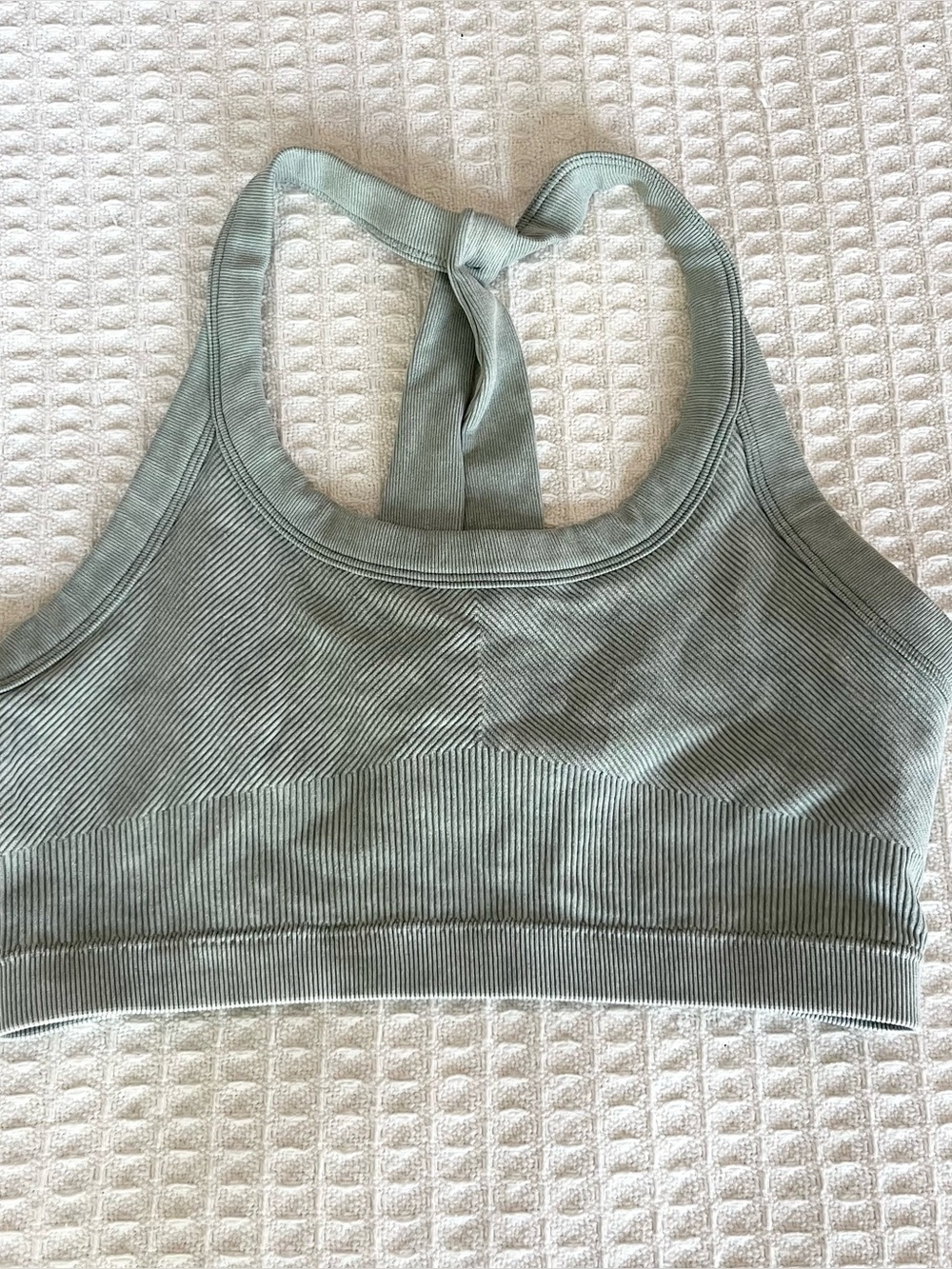 90 Degree By Reflex Ribbed Sage Green Sports Bra